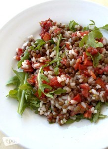 Ensalada de arroz y lentejas.